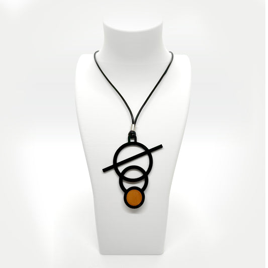 Clock Necklace - Black & Orange