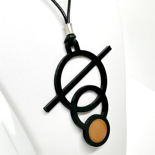 Clock Necklace - Black & Orange