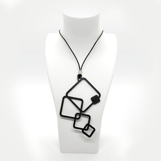 Squares Double Necklace - Black