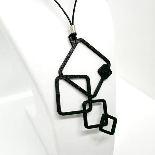 Squares Double Necklace - Black